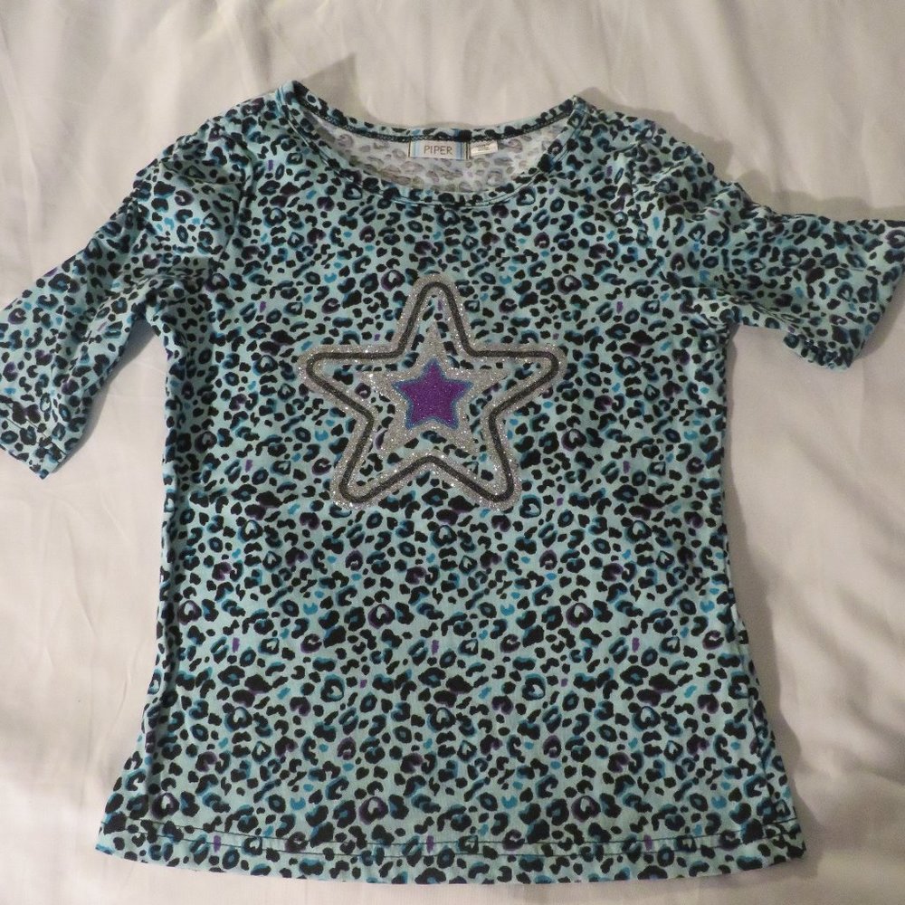 Piper Teal Animal Print Shirt